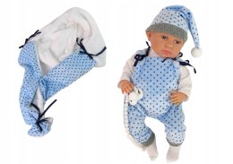 Lalka Bobas 46cm Niebieska Smoczek Kocyk Gwiazdka