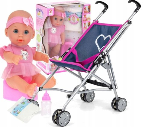 Bobas Lalka Sikająca Interaktywna+wózek spacerówka