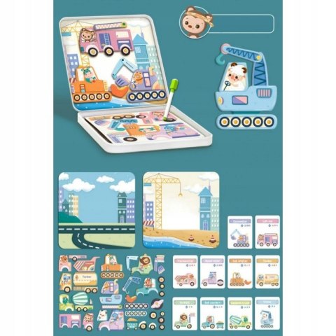 KLOCKI DREWNIANE MAGNETYCZNE POJAZDY UKŁADANKA