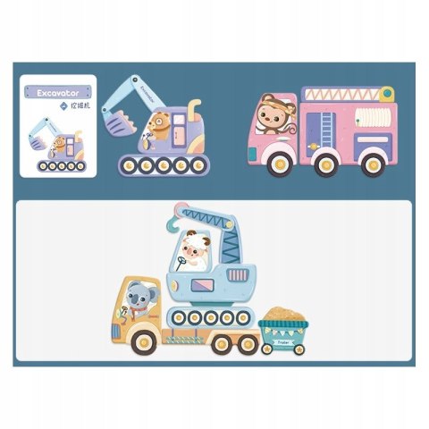 KLOCKI DREWNIANE MAGNETYCZNE POJAZDY UKŁADANKA