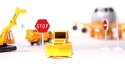 Transporter samolot + 6 aut pojazdy budowlane bok
