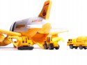 Transporter samolot + 6 aut pojazdy budowlane bok