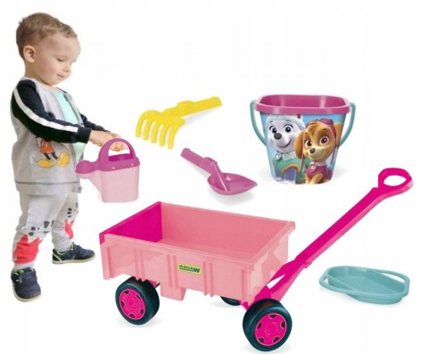 WÓZEK DO CIĄGNIĘCIA, WIADERKO PSI PATROL RÓŻOWY
