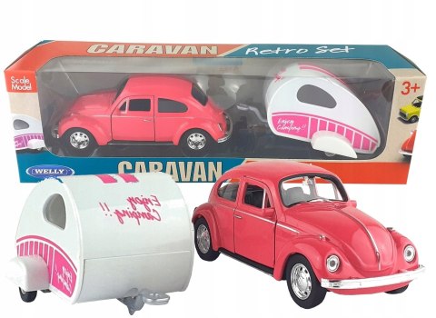 AUTKO VOLKSWAGEN BEETLE z przyczepką Welly1:34 AUTKO VOLKSWAGEN BEETLE z przyczepką Welly1:34