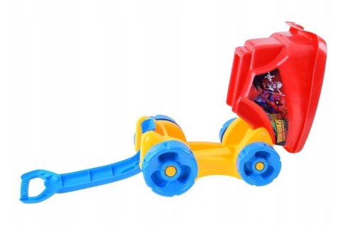 Wózek do piaskownicy foremki grabki konewka zestaw Wózek do piaskownicy foremki grabki konewka zestaw